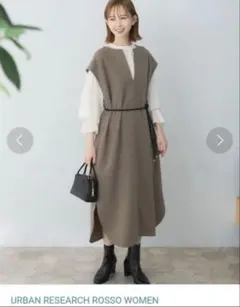 URBAN RESEARCH ROSSO キーネックベストワンピース　ベルトなし