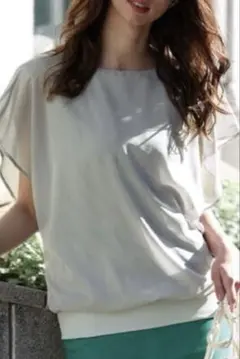 ラナン　ふんわり袖プルオーバー　M グレー