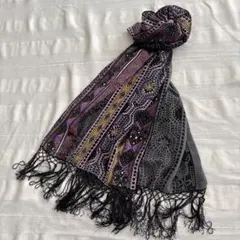 超美品 イヴサンローラン YSL ロング ストール ショール ペイズリー柄