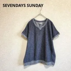SEVENDAYS SUNDAY 半袖スウェットチュニック ネイビー Lのサムネイル
