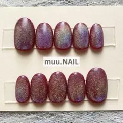 ネイルチップ キラキラクリスタルフラッシュ レインボーマグネットネイル ボルドー