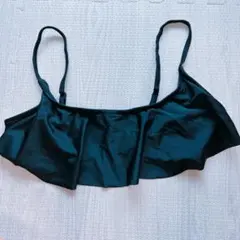 フリルビキニトップス ブラック/Mサイズパッドなしのサムネイル
