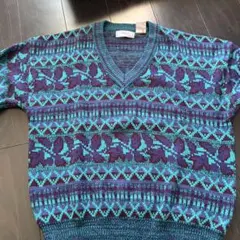 Celebrity Club Vネックニット セーター 紫・青