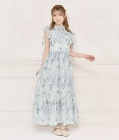 apres jour 袖リボンアソート柄フリルワンピース