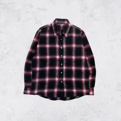 赤黒チェック シャツ Lサイズ メンズ 長袖 カジュアル ストリート