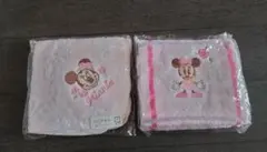 ディズニー　ミニーマウス刺繍ミニタオル 　２点セット