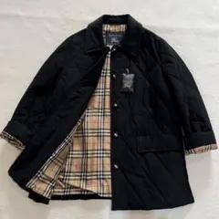 バーバリーズ　キルティングジャケット　ノバチェック　ホースロゴボタン　黒　XL