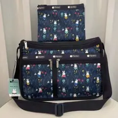 レスポートサック ミッフィー 花柄 ショルダーバック ポーチ ネイビー