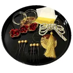 髪飾り レッド バラ　赤 卒業式 成人式 結婚式 金箔 hset_8rwggg