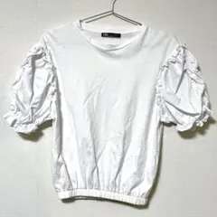 【美品】ZARA Tシャツ　袖フリル　S 白