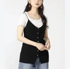 JEANASIS 12Gリブ2wayキャミソール ブラック