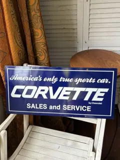 アンティーク　ホーロー　サインプレート　看板 CORVETTE アメリカ　レア