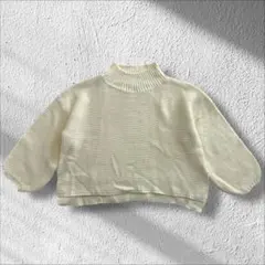 ◆アクアガレージ　ハイネック　ニット　セーター　バルーンスリーブ　スリット　白