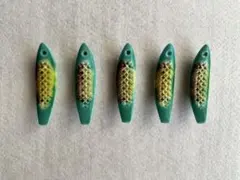 魚モチーフ 陶器 箸置き 5個セット グリーン 和食器