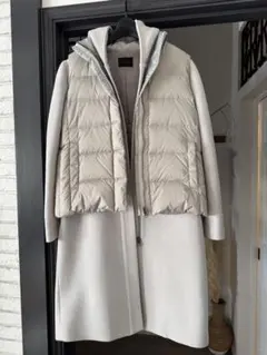 【CYNICAL】中綿ダウンベスト付き　ロングコート　フーディー　ライトグレー