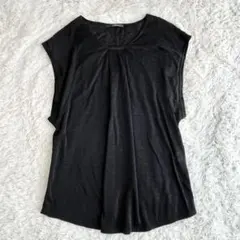 LIMI feu リミフゥ リネン混　トップス　黒　シアー　Tシャツのサムネイル