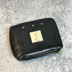 YSL イヴサンローラン【バニティポーチ】ブラック ミラー付 コスメポーチ 黒