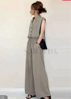 カジュアルグレー ノースリーブセットアップ