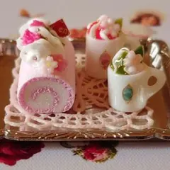 桜スイーツセット¹　シルバニア　リカちゃん　ドールハウス　ミニチュアスイーツ