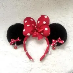 ディズニーランド ミニー イヤリングカチューシャ 赤