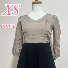 INDIVI インディヴィ ワンピース XS ベージュ ブラック 切替 きれいめ