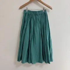 SACRA サクラ リネン混フレアスカート グリーン 38 美品