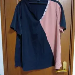 大きいサイズ SHEIN CURVE バイカラー 半袖ブラウス 2XL 涼しいのサムネイル