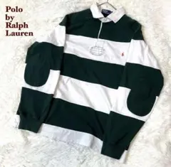 ポロバイラルフローレン ラガーシャツ　ボーダー　ポロシャツ　2XL グリーン