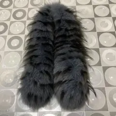 美品 ブルーグレー リアルファー ストール マフラー