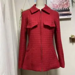 極美品　アニエスベー　ツイードジャケット　赤系