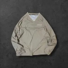 2012年製adidas古着ナイロンプルオーバー企業ロゴ刺繍ロゴベージュJ52