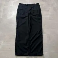 STAFFORDウールスラックス36×322タックワイドブラックダブル裾黒古着のサムネイル