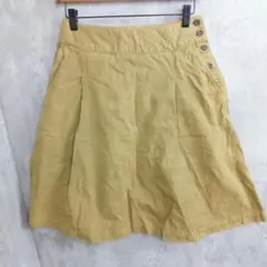 【MHL.】日本製　カラシ色のAラインスカート　麻混　ウエスト66のサムネイル