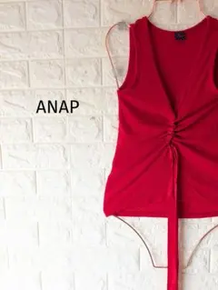 300円〜ANAP アナップラティーナ フロントリボン リブタンクトップ 赤