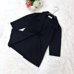 美品✨クミキョクスィス（2）カーディガン 七分袖 ブラック ラメ 紐 リボンMのサムネイル