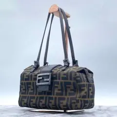 【未使用級】フェンディ ズッカ マンマバケット ショルダーバッグ FF金具 茶のサムネイル