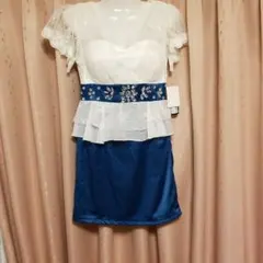 最終セール！8.人とかぶらないクジャク緑上品ビジューミニドレス