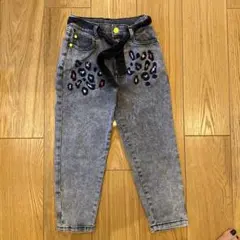 レオパード刺繍デニムパンツ 100cm