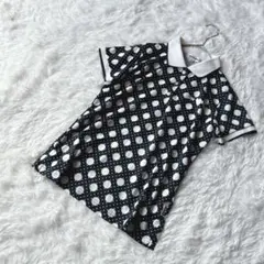 【ジュンアンドロペ】半袖ポロシャツ　ドット柄　S　日本製　ゴルフウェア　春夏