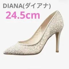 DIANA ダイアナ パンプス 24.5cm プラチナ グリッター U19207