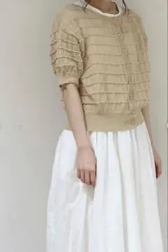 【Samansa Mos2】（マシンウォッシャブル） 前後着透かしカーディガン