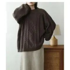 ニット ケーブルニット プルオーバー レディース オーバー ボリューム