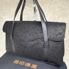 印傳屋 印伝 鹿革 漆 ワンショルダー ハンドバッグ 黒 和装 フォーマル