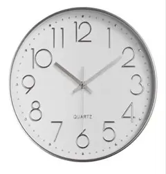 シルバーホワイト　アナログ掛時計