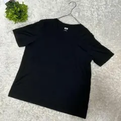 【ユニクロ UNIQLO】 スーピマコットンクルーネックT 半袖 (M) 黒