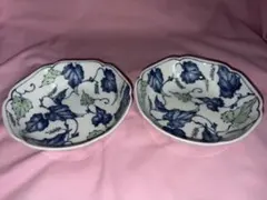 【たち吉】葉とブドウ模様の八角形皿 2個セット