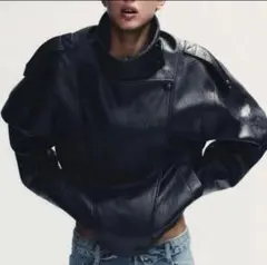 ZARA 黒 レザーライダースジャケット