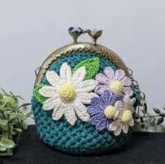 ハンドメイド がま口ポーチ ガ―ベラ