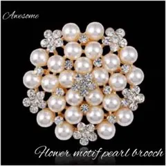 ブローチ フラワーモチーフ パールブローチ  花ブローチ  ビジュー