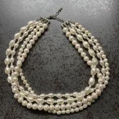 ホワイトパール多層ネックレス